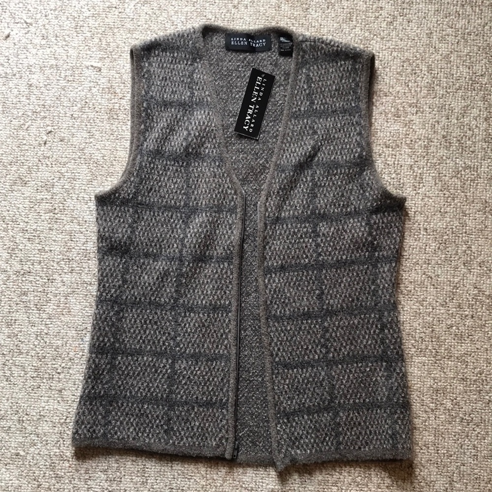 Ellen Tracy Gray Cardigan Sweater merino wool